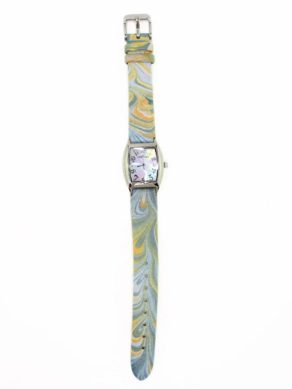 Anne Klein Mother Of Pearl Marbled Leather Tonneau/Barrel Watch - 10/6585